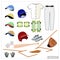 Set of Baseball Equipment on White Background