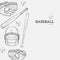 Set of baseball , hand draw sketch vector.