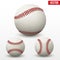 Set of baseball leather ball. Various sides. Vecto