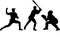 Set of baseball player silhouettes