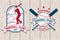 Set of baseball or softball club badge. Vector illustration. Concept for shirt or logo,