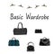 Set about a basic wardrobe. For work, leisure, shopping, travel, holidays. Shopper, the shopper bag, mini bag with chain, travel b