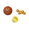Set of basketball ball, dumbbells and golden medal