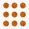 Set of basketball balls with different rotation angles. Vector 3d