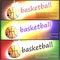 Set of basketball banners. Flaming basketball.