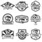 Set of bass fishing emblem templates on white backgroun