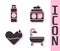 Set Bathtub, Cream or lotion cosmetic tube, Heart heal and Cream or lotion cosmetic tube icon. Vector