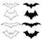 Set bats. Collection of bats. Flying bats. Halloween. Set of black silhouettes.