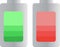 set of battery charge green and red. on white background