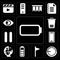 Set of Battery, Volume control, Flag, Worldwide, Smartphone, Pause, Trash, View, editable icon pack