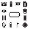 Set of Battery, Volume control, Flag, Worldwide, Smartphone, Pause, Trash, View, editable icon pack