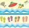 Set of beach seamless borders