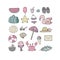 Set for the beach. Summer collection. Cute cartoon things to relax. - Vector