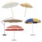 Set of beach umbrellas. Collection of sun umbrellas for relaxing on the beach. Cartoon illustration of awnings. Drawing