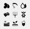 Set Beans, Scythe, Pumpkin seeds, Agriculture wheat field, Sprout, Acorn, oak nut,, Seed and Garden pitchfork icon