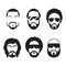 Set of bearded hipster men faces.