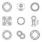 Set of bearings flat line icons