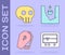 Set Beat dead in monitor, Skull, Coffin with cross and Coffin in grave icon. Vector