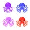Set of beautiful character octopuses on white background. Vector illustration charming colorful shellfish in cartoon style