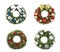 Set with beautiful Christmas wreaths on white background