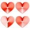 Set of beautiful cool hearts with stripes on a white background