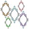 A set of beautiful frames. Multicolored vintage oval frames on a white background. Wonderful ornament template. Great for