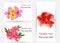 Set of beautiful gift cards with hibiscus, plumeri