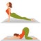 Set with beautiful girl exercising various different yoga poses training