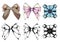 Set of beautiful graphic bows. Hand drawn bows collection. Colored vector set. Isolated