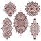 Set of Beautiful Indian ethnic ornaments. Folk Henna tattoo styl