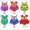 Set of beautiful owls