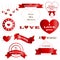 Set of beautiful red badges and banners Valentine`s day.