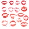 Set of beautiful red lips print