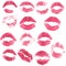 Set of beautiful red lips print