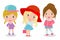 Set of Beautiful romantic girl, cute kid, pretty child, Sweet woman Illustration on white background.