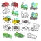 set of beautiful sensitive insects cute funny insects
