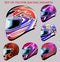 set of beautiful vector racing helmets with differe