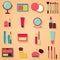 Set of beauty and cosmetics icons. Makeup vector illustration