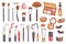 Set of beauty tools and makeup cosmetics flat vector illustration isolated.