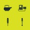 Set Bedpan, Pipette, Medical thermometer and Blood pressure icon. Vector