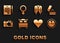 Set Bedroom, Wedding rings, Clock, Heart, Photo camera, Suit, Marriage contract and Female gender symbol icon. Vector