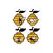 Set of Bee animal icon. Honey flying bee