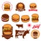 Set of the beef burgers labels