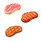 Set beef steak grilled meat Delicious barbecue isolated