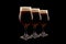 Set of Beer glasses on a black background. Mugs with drink like Ipa, Pale Ale, Pilsner, Porter or Stout