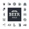 Set of beer icons in retro style. Logo for pub, bar, craft beer brewery