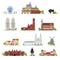 Set of Belarus country buildings, famous places in flat style. illustration collection.