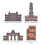 Set of Belgium or belgian architecture landmarks