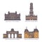 Set of Belgium or belgian architecture landmarks