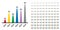 Set of bell curve percentage bar chart from 1 to 100